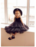 Black Satin Tulle Layered Flower Girl Dress